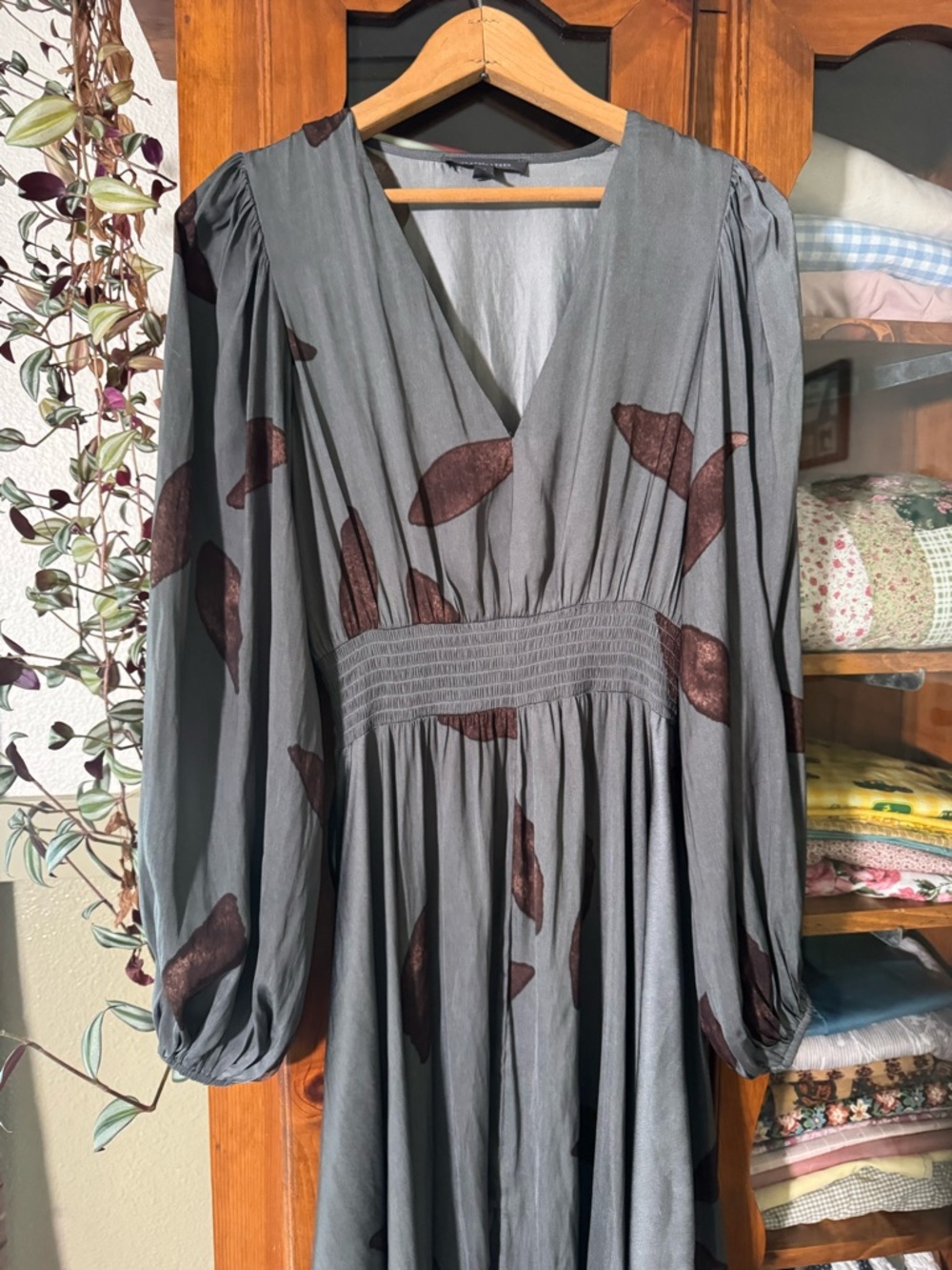 Grade & Gather Leaf Print High-Low Maxi Dress - Picture 2 of 7